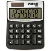 Victor® 8-Digit Mini-Desktop Calculator, 1000, Dual Power, 3-1/4