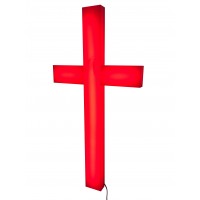 FixtureDisplays® Cross, Christian LIGHTED Church Sign Red Plexiglass LED Light 11673
