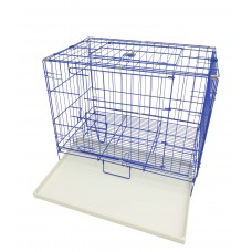 FixtureDisplays® Pet Folding Dog Cat Crate Cage Kennel w/ Tray Carrier 11970-2-BLUE