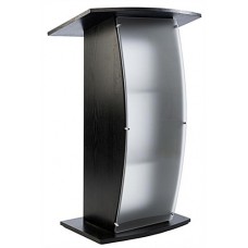FixtureDisplays® Black Podium for Floor, Curved Post Lectern, Pulpit, Frosted Front Acrylic Panel, 44.3