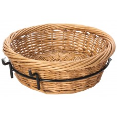 FixtureDisplays® Round Basket with Wire Frame, Wicker - Black 120004