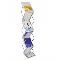 FixtureDisplays® 6-Pocket Portable Literature Stand with Case, 2-Sided Silver 120033