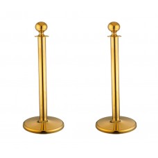 FixtureDisplays® Crowd Control Stanchion Queue Barrier Post Gold Crown Top Take Ropes 12004-5-2PK