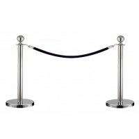 FixtureDisplays® Crowd Control Stanchion Queue Barrier Post Chrome Crown Ball Top 2 Poles with 1 60