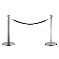 FixtureDisplays® Crowd Control Stanchion Queue Barrier Post Chrome Crown Ball Top 2 Poles with 1 60