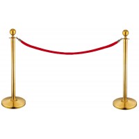 FixtureDisplays® Crowd Control Stanchion Queue Barrier Post Gold Crown 2 Poles with 1 60