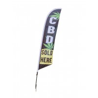 FixtureDisplays® CBD OIL SOLD HERE Flag 12' Tall Outdoor Feather Sign CBD Banner, Flag, Advertising, Pole Set, Outdoor Retail, Curbside Sidewalk Feather Flag  12013-CBD