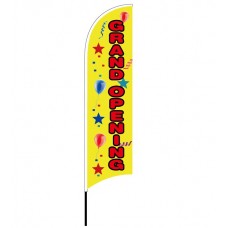 FixtureDisplays® Grand Opening Banner, Flag, Advertising, Pole Set, Outdoor Retail, Open Feather Flag 12013