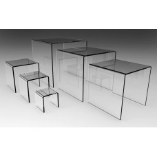 FixtureDisplays® Set of 6 clear acrylic display risers in varying heights (2