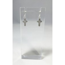 FixtureDisplays® Silver Plated Alloy Cross Earring 13284