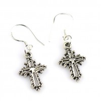 FixtureDisplays® Christian Cross Decorative Earring Silver Plated 13292