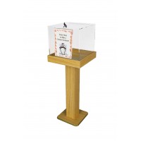 FixtureDisplays® Wood Acrylic Large Floor Standing Tithing Box Offering Box with Sign Holder 14300+12065