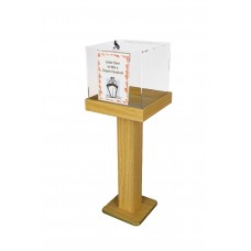 FixtureDisplays® Wood Acrylic Large Floor Standing Tithing Box Offering Box with Sign Holder 14300+12065