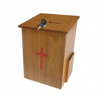 FixtureDisplays® Donation Box, Tithing Box, Church Offering Box, Prayer Box with Cross 9-1/2''W x 13-7/8''H x 9-1/2''D 15138
