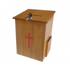 FixtureDisplays® Donation Box, Tithing Box, Church Offering Box, Prayer Box with Red Cross 9-1/2''W x 13-7/8''H x 9-1/2''D 15138