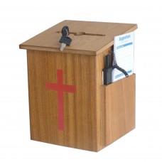 FixtureDisplays® Wood Church Collection Fundraising Boxwith Cross  Donation Charity Box with Gold Cross Christian Church Tithes & Offering Prayer Box 7.5