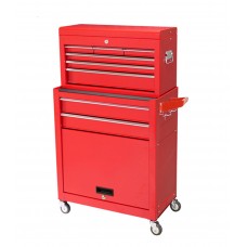 FixtureDisplays® 6-Drawer Rolling Tool Chest Removable Tool Storage Cabinet with Sliding Drawers, Keyed Locking System Toolbox Organizer (Red) 24.4X13X42.6