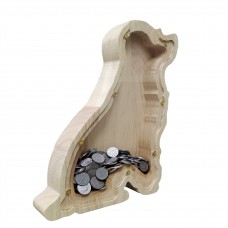 FixtureDisplays® Wood Dog Piggy Bank, Savings Piggy Bank for Kids, Cute Money Bank Coin Keepsake for Boys and Girls, Makes a Perfect Unique Gift for Dog Lovers 5.91