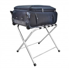 FixtureDisplays® Stainless Steel Folding Luggage Rack with Black Nylon Webbing Suitcase Stand 19.69