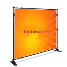 FixtureDisplays® Photo Backdrop Stand Heavy Duty Banner Holder Adjustable Photography Poster Stand Height 2.8x4.5 ft Up to 8x8 ft Back Drop Stand for Trade Show, Photo Booth, Parties, Wedding, Birthday, Photoshoot Background 15688
