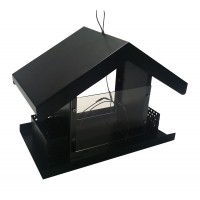 FixtureDisplays® Metal & Acrylic Bird Feeder Bird House Outdoor Seed Feeder Garden - Black 16090