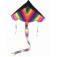 FixtureDisplays® Large Delta Kite, Rainbow Kite For Kids, Easy to Assemble, Launch, Fly 16879