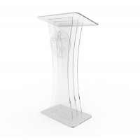 Clear Acrylic Lucite Podium Pulpit Lectern with Prayer Hands Logo 1803-3+12152