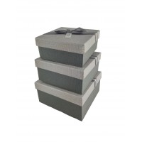 FixtureDisplays® Gift Boxes with Ribbon, a Nested Set of 3 (Grey) Ready for Gift Giving 18132