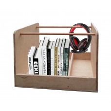 FixtureDisplays® Wooden Storage Case Audio Carrier Book Rack CD Holder Supplies Organizer, Natural Finish 18537