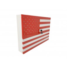 FixtureDisplays® American Flag Gun Cabinet Safe with Lock 2 Keys Wall Mount Art Decor Concealed Metal Wood Storage Shelf 24x15x3.5