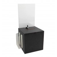 FixtureDisplays® Wooden Suggestion Box Donation Box Ballot Box Charity Box Fund-raising Box w/ Clear Acrylic Header 19251-BLACK