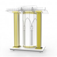 FixtureDisplays® Luxurious Acrylic Podium Plaxiglass Lucite Podium w/ Casters, Floor Standing Lectern, Elevated Reading Surface, Rolling Pulpit 21231