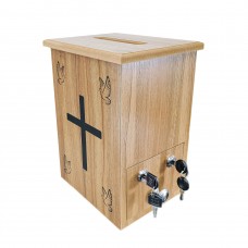 FixtureDisplays® Engineered Wood Tithes Offering Box Cross Christian Church Knock-Down Wood Donation Boxes, Collection Boxes,Charity Boxes 11.8 inche wide x 9.5 inches deep x 15.8 inches height 21396-KD