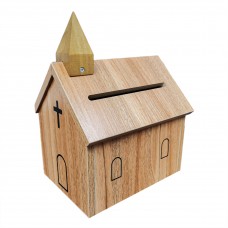 FixtureDisplays® Church Box Collection Box Tithing & Offering Donation Box Overall dimension Church House Shape 9.43 inches wide x 6.71 inches deep x 12 inches tall 21397-SMALL