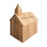FixtureDisplays® Engineered Wood Tithes Offering Donation Box with Christian Cross, Church, Collection Boxes, Charity Boxes 14.5 X 10.4 X 20.3
