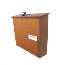 FixtureDisplays® Wood Ballot Box, Collection Donation Charity Suggestion Fund-raising Box Medium Oak MDF 27270