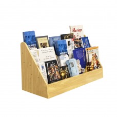 FixtureDisplays® Maple Color Countertop Book Shelf Display, Greeting Card Rack, Step Rack for Literature, Magazines, Brochure, Tile Sample Paint Brochure Holder, Unassembled 2904-MAPLE