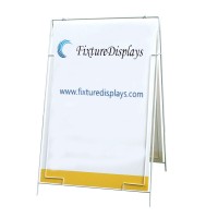 FixtureDisplays® Wire A-Frame Menu Sign A-Board Grass Spike with Coroplast Sheet White Board 31123-WHITE