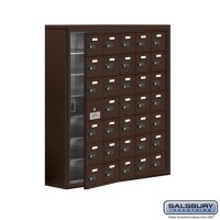 Salsbury Cell Phone Storage Locker - with Front Access Panel - 7 Door High Unit (8 Inch Deep Compartments) - 35 A Doors (34 usable) - Bronze - Surface Mounted - Resettable Combination Locks