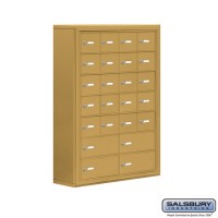 Salsbury Cell Phone Storage Locker - 7 Door High Unit (8 Inch Deep Compartments) - 20 A Doors and 4 B Doors - Gold - Surface Mounted - Master Keyed Locks