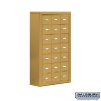 Salsbury Cell Phone Storage Locker - 7 Door High Unit (8 Inch Deep Compartments) - 21 A Doors - Gold - Surface Mounted - Master Keyed Locks