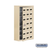 Salsbury Cell Phone Storage Locker - with Front Access Panel - 7 Door High Unit (8 Inch Deep Compartments) - 21 A Doors (20 usable) - Sandstone - Surface Mounted - Resettable Combination Locks