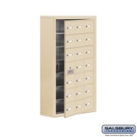 Salsbury Cell Phone Storage Locker - with Front Access Panel - 7 Door High Unit (8 Inch Deep Compartments) - 21 A Doors (20 usable) - Sandstone - Surface Mounted - Master Keyed Locks
