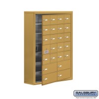 Salsbury Cell Phone Storage Locker - with Front Access Panel - 7 Door High Unit (8 Inch Deep Compartments) - 20 A Doors (19 usable) and 4 B Doors - Gold - Surface Mounted - Master Keyed Locks