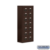 Salsbury Cell Phone Storage Locker - 7 Door High Unit (8 Inch Deep Compartments) - 14 A Doors - Bronze - Surface Mounted - Resettable Combination Locks