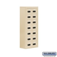 Salsbury Cell Phone Storage Locker - 7 Door High Unit (8 Inch Deep Compartments) - 14 A Doors - Sandstone - Surface Mounted - Resettable Combination Locks