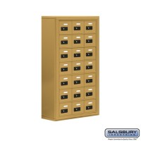 Salsbury Cell Phone Storage Locker - 7 Door High Unit (8 Inch Deep Compartments) - 21 A Doors - Gold - Surface Mounted - Resettable Combination Locks