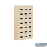 Salsbury Cell Phone Storage Locker - 7 Door High Unit (8 Inch Deep Compartments) - 21 A Doors - Sandstone - Surface Mounted - Resettable Combination Locks