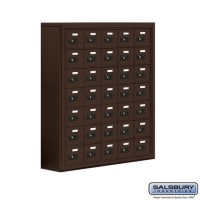 Salsbury Cell Phone Storage Locker - 7 Door High Unit (8 Inch Deep Compartments) - 35 A Doors - Bronze - Surface Mounted - Resettable Combination Locks