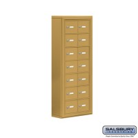 Salsbury Cell Phone Storage Locker - 7 Door High Unit (5 Inch Deep Compartments) - 14 A Doors - Gold - Surface Mounted - Master Keyed Locks